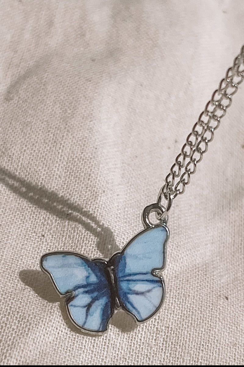 Butterfly Necklace Light Blue